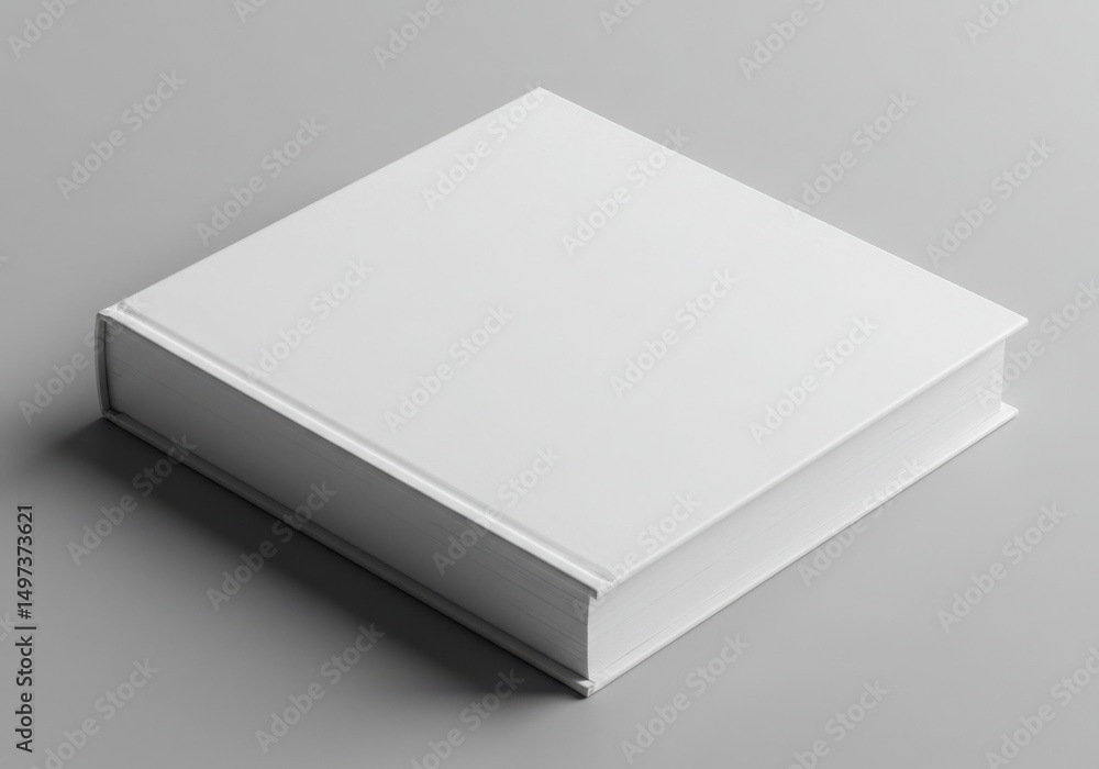 Square book mockup on gray background for branding, design presentation, publishing, and marketing materials Square book mockup on gray background for branding, design presentation, publishing, and marketing materials