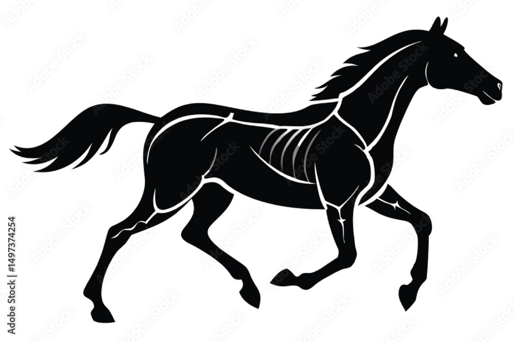 Black running horse vector silhouette illustration Black running horse vector silhouette illustration