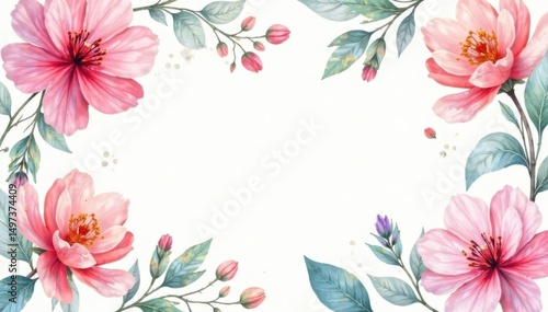Delicate watercolor floral pattern, perfect for spring flyers , card, botanical, elegant