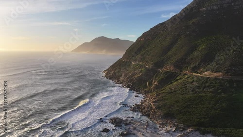 Sunset Noordhoek Beach In Cape Town Western Cape South Africa. Turquoise Ocean Waves Gently Crashing On Tropical Beach. Sunrise Clouds Sky Beach Sea. Sunrise Beach City. Cape Town Western Cape.