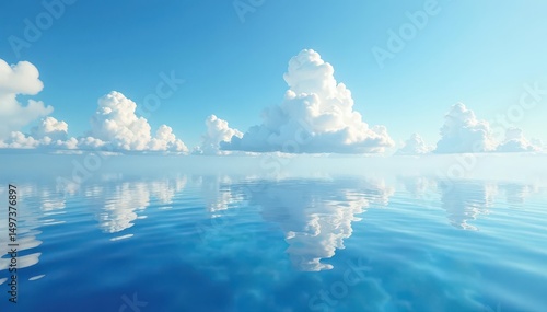 Smooth unbroken surface of water reflecting sky, texture, background