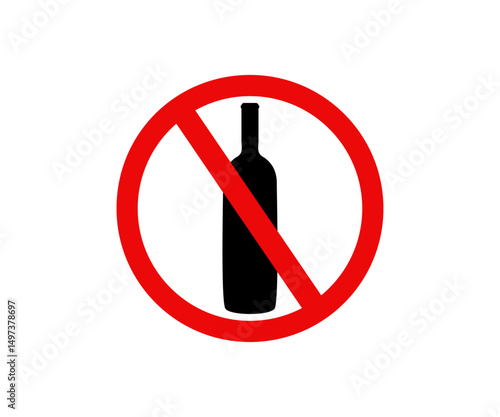 No alcohol sign. Prohibition sign for alcohol vector design and illustration. 


