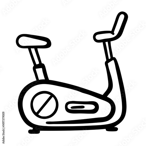 Stationary fitness bike icon on transparent background  