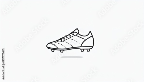 Line drawing features a simple soccer cleat, emphasizing clean shapes and sports culture elements.