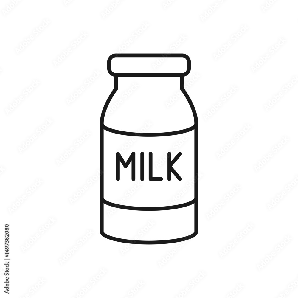 Vector illustration of a milk bottle on a white background. Drinks theme icon with line style Vector illustration of a milk bottle on a white background. Drinks theme icon with line style
