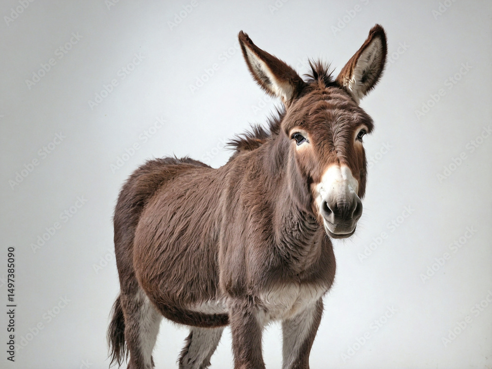 Obraz premium A portrait of a donkey with its body facing slightly away