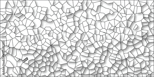 Abstract cellular pattern with geometric black lines on a white background representing biological structure or modern design