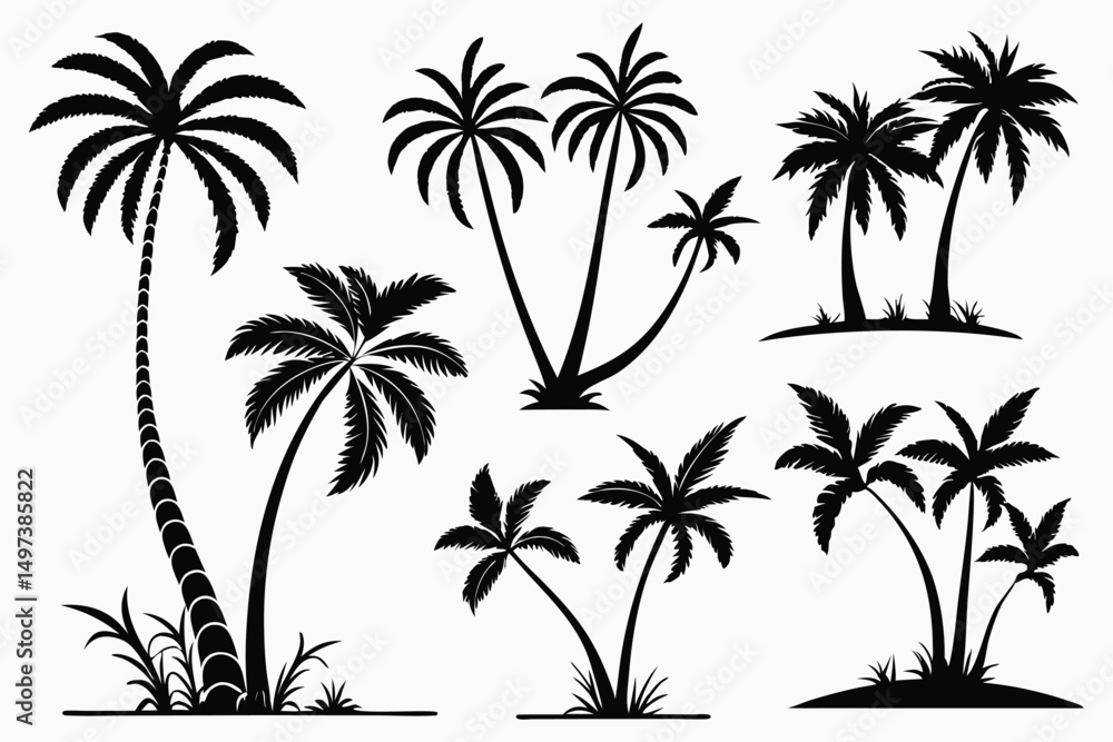 Palm trees silhouettes vector set Palm trees silhouettes vector set