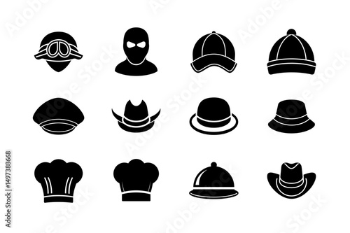 hat silhouette collection icon vector