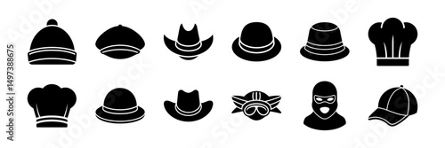 hat collection glyph icon vector