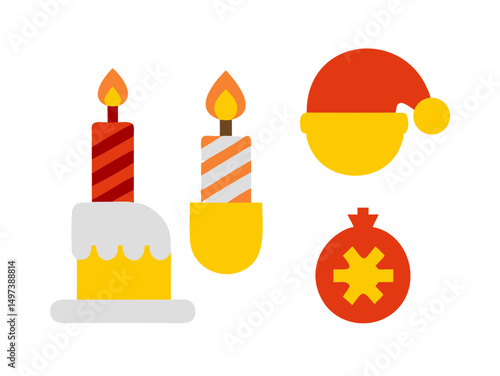 Marry christmas icons set