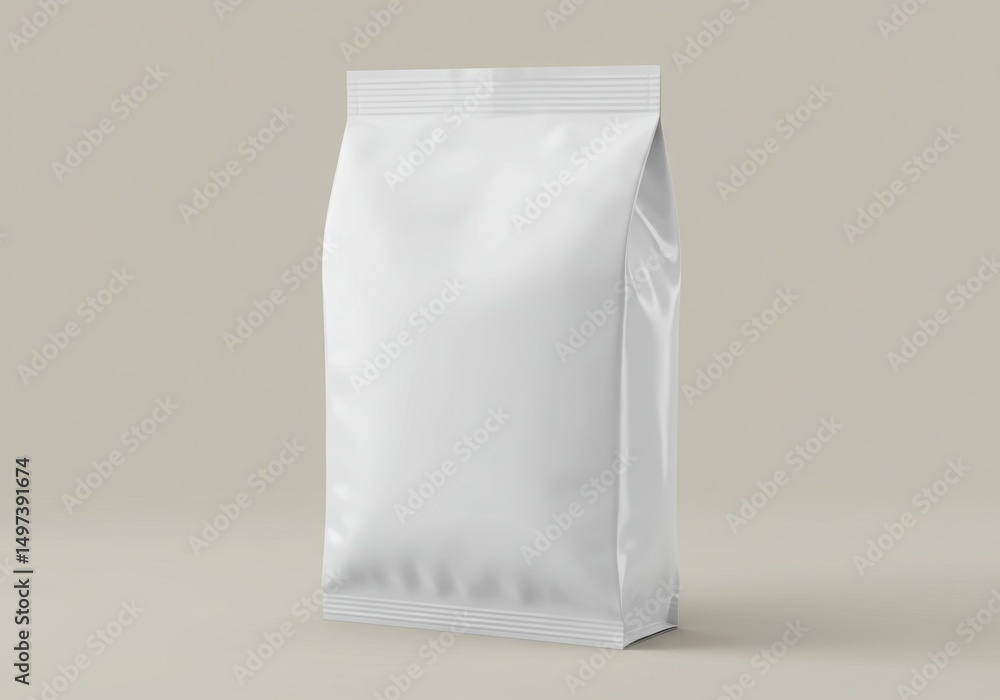 Blank pouch mockup on gray background for food, snack, or pet product packaging design presentation and branding Blank pouch mockup on gray background for food, snack, or pet product packaging design presentation and branding