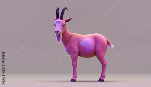 Playful goat: A whimsical depiction of a playful goat, its unique coloration and charming demeanor adding a touch of fantasy to the scene.