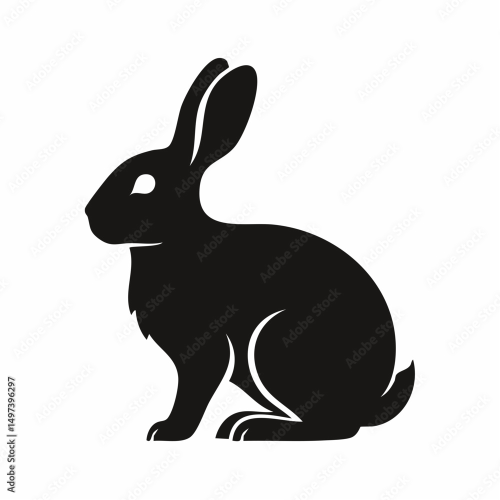 Obraz premium Sitting Rabbit Silhouette — Flat 2D Minimalist Vector