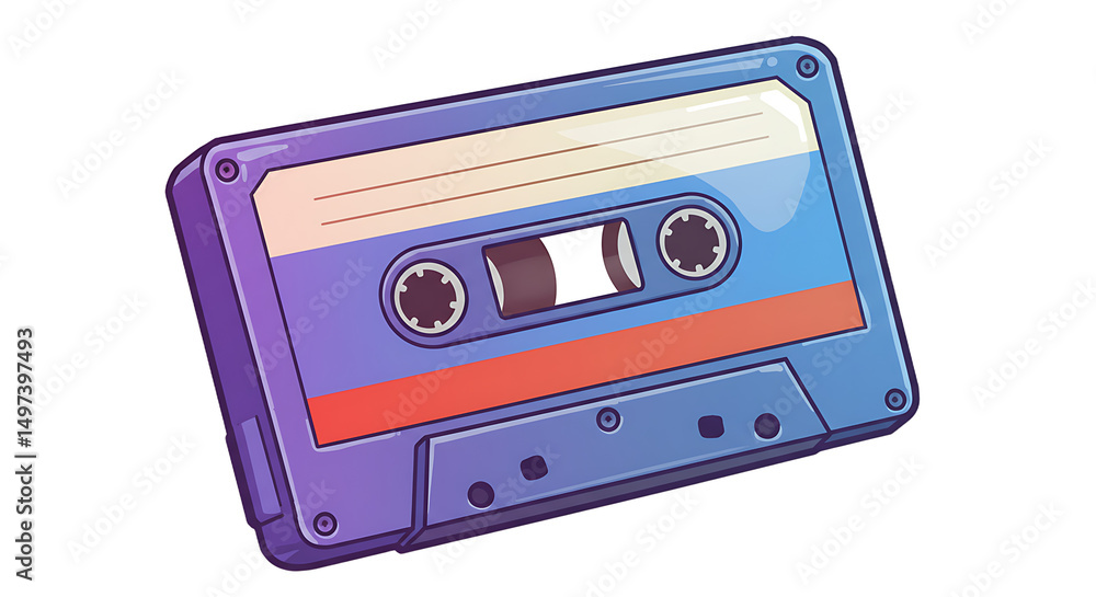 Obraz premium Cartoon Cassette Tape Illustration