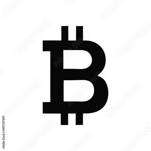 Bitcoin (BTC) Sign on White Background – Cryptocurrency and Digital Currency Vector Icon