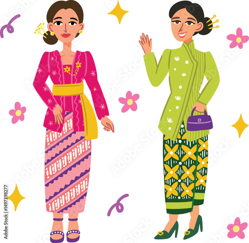 Traditional Indonesian Kebaya Clipart – Kebaya Janggan Kebaya Kutu Baru