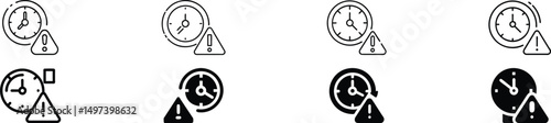 Probation Period Icon with Clock and Warning Symbol Representing Employee Trial Duration, Temporary Work Evaluation Phase, HR Contract Assessment Timeline, Workplace Alert and Employment Policy Icon