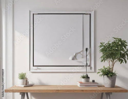 Wallpaper Mural White wall, framed poster hanging on clips, home setting, surface, advertising, wallpaper Torontodigital.ca