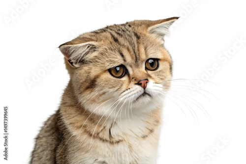 Adorable Scottish Fold Cat with Sad Expression A Close-Up Portrait