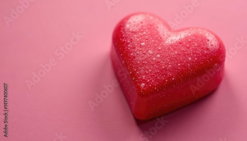 Close-up of a single, red heart-shaped Valentine's Day candy , passion, chocolate