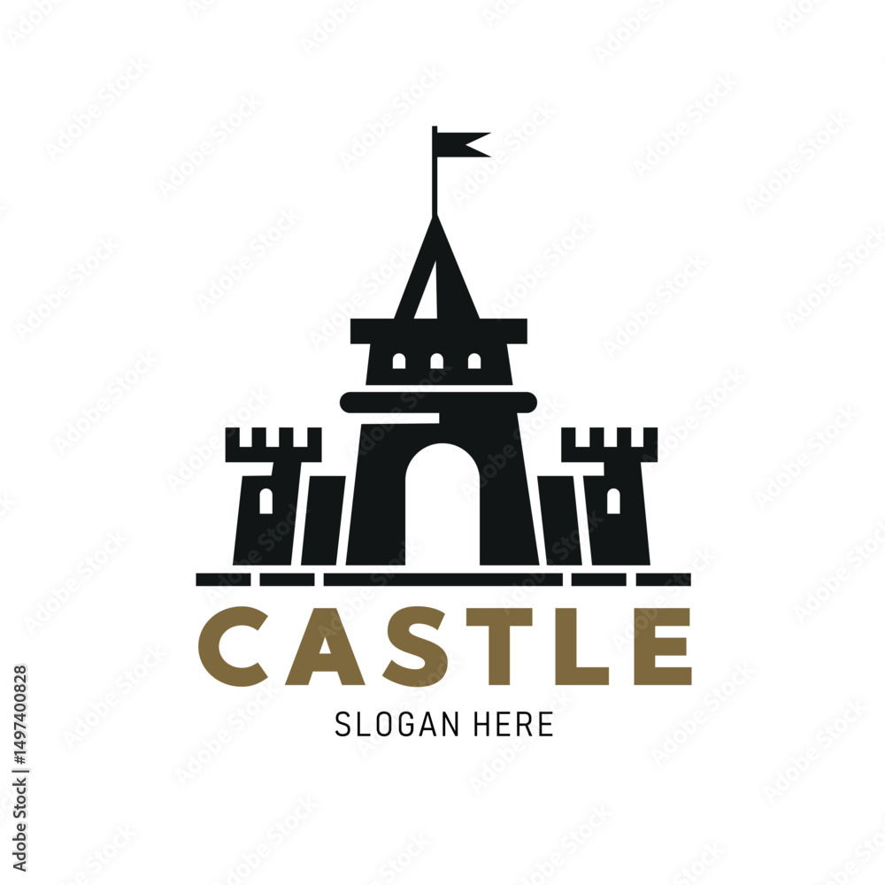 Naklejka premium Castle sign template design.