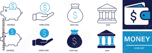 Money Icon Set money, finance, currency, payment, savings, cash,