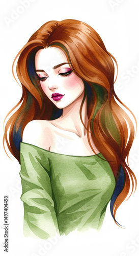 Illustration of beautiful young woman