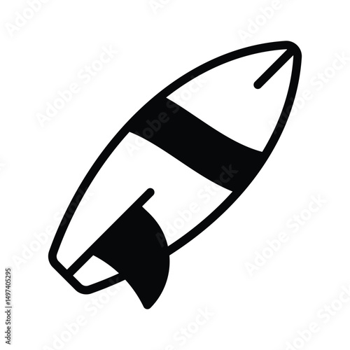 An glyph style icon showing a beach surfboard