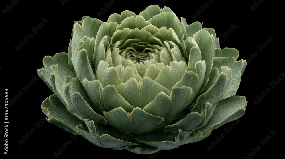 Obraz premium Close-up shot of a captivating artichoke flower head against dark backdrop