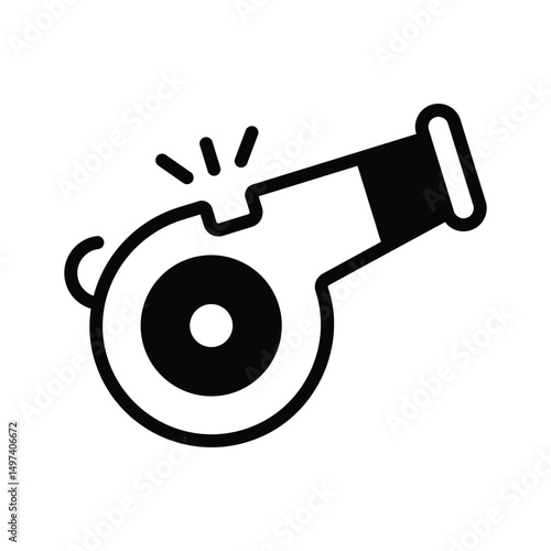 Solid style icon denoting a carnival whistle, easy to edit