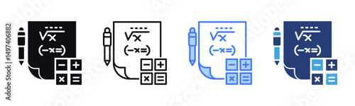 Mathematics icon sheet multiple style collection