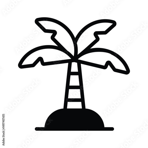 Visually appealing glyph icon showing a palm tree