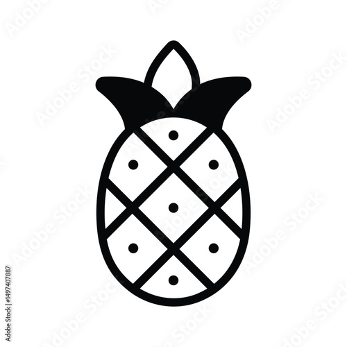 Easy to edit glyph icon of pineapple fruit
