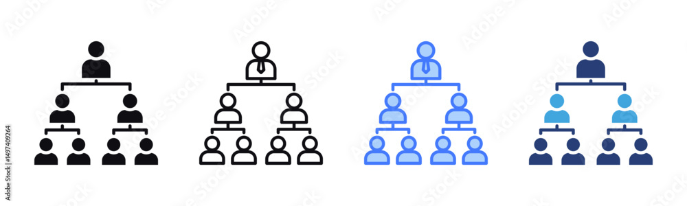 Fototapeta premium Organization Structure icon sheet multiple style collection