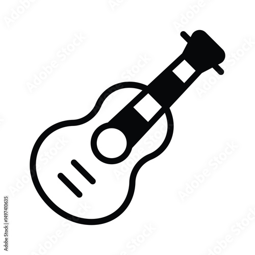 Modern glyph icon of guitar for entertainment