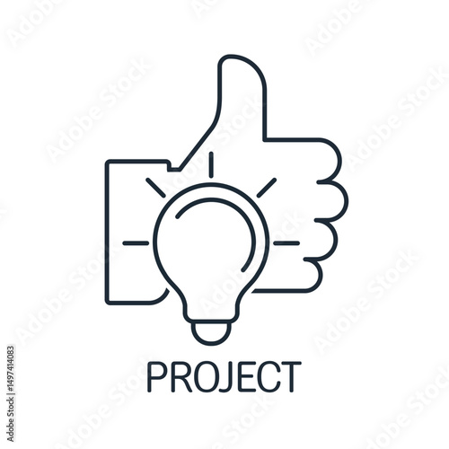 Liked idea. Best project. Vector linear icon illustration isolated on white background.