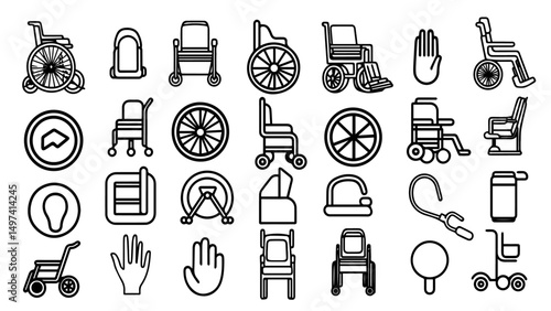 Comprehensive Wheelchair Accessibility Icons Set for Websites and Applications Design
