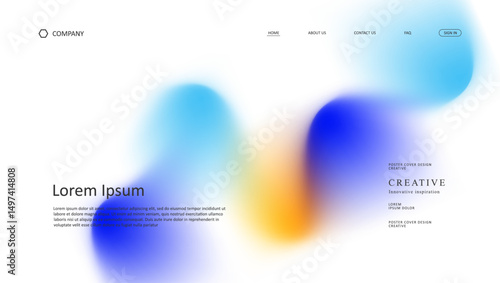 Abstract wave futuristic design of landing page. retro gradient mesh website design	