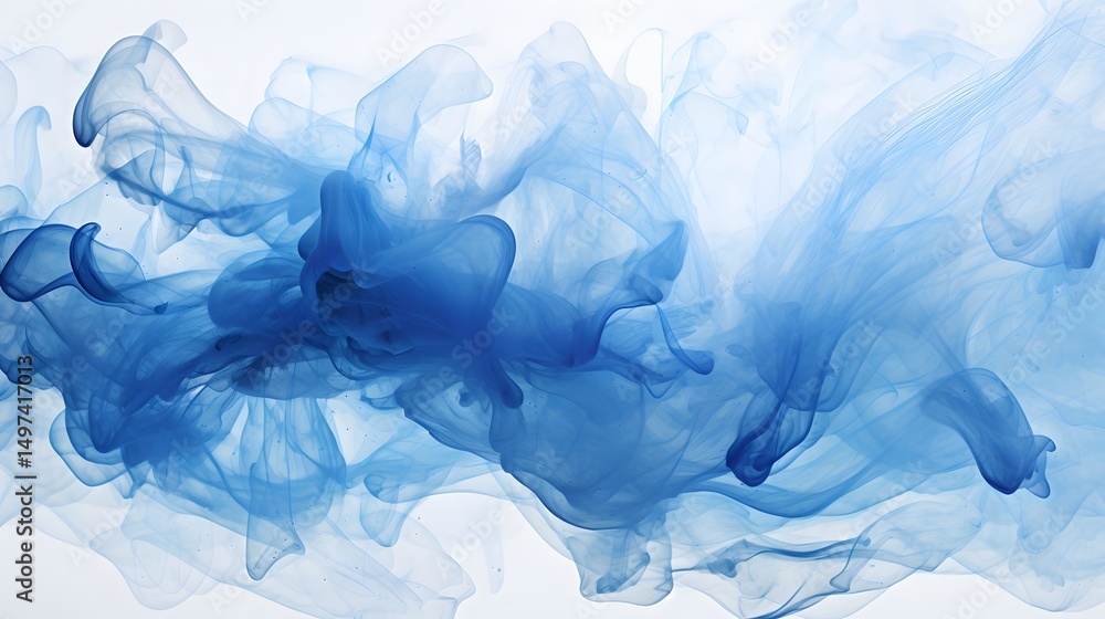 Obraz premium Abstract Blue Ink Swirls in Water