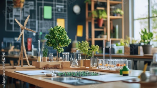 Wallpaper Mural Renewable energy model kits on a desk for science education Torontodigital.ca