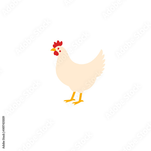 Cute chicken illustration, farm animal concept, minimalistic design on white background