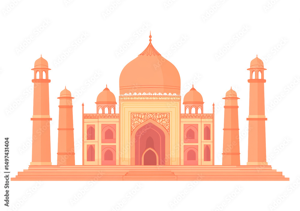 Fototapeta premium Taj mahal landmark isolated on transparent background