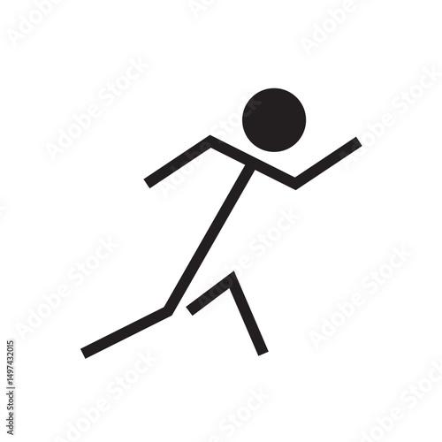 Stick figure running towards a pin marker. Represents motivation, reaching goals, travel, or fitness app concept.