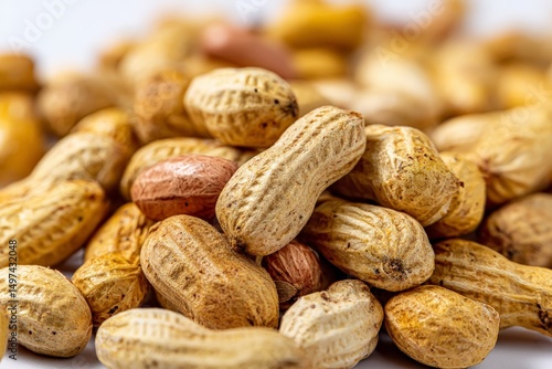 Wallpaper Mural Peanuts in their shells displayed on a white background, showcasing their natural texture and earthy tones Torontodigital.ca