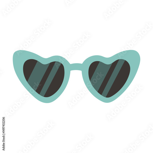Heart shape sunglasses. Blue sunglasses summer accessory concepts. Flat vector design isolated illustration.