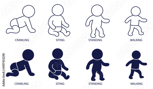 Baby Growth Icon Set Infant Development Milestones.