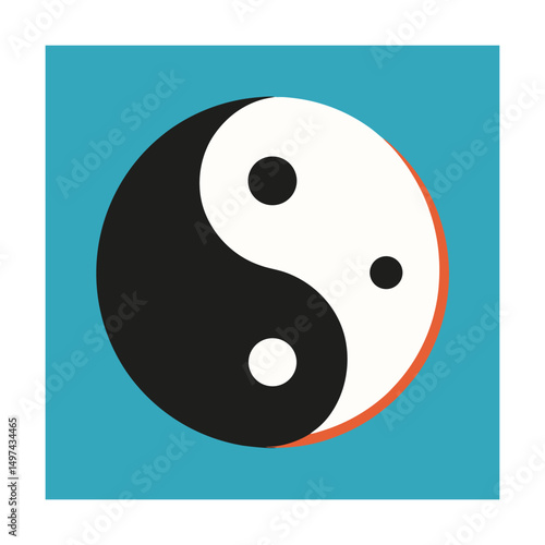 Modern and minimalist graphic representation of yin and yang symbolism in simplified style