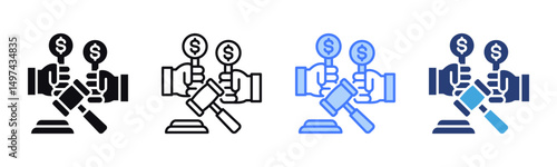 Auction icon sheet multiple style collection