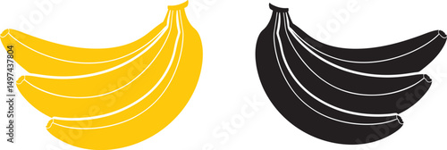banana icon banana bunch black silhouette vector illustration 